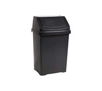 FotoStation 25 Litre Plastic Swing Bin Waste Recycle Dustbins Kitchen, Bathroom Rubbish Trash Refused Bins - Black