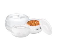FotoStation (2500ml, 3200ml, 5500ml) Double Walled Insulated Casserole Serving Dishes Mega Set with Locking Lid BPA Free Inner Stainless Steel Food Warmer/cooler Hot Pot Thermal Food Container - WHITE