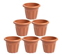 FotoStation 25cm Round Terracotta Plastic Planter | Pack of 6 | 4.5L Capacity Approx. Lightweight Small Flower Pot | Weather Resistant Garden Plant Pot | Indoor Outdoor Use | MADE IN UK