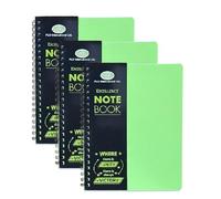 FotoStation 3 Pack A4 Spiral Notebooks - Green Twin Wire Ruled Notebooks with 140 Pages, 68 GSM Premium Lined Paper & Durable PP Plastic Cover, Spiral Bound Writing Pads for School, College & Office