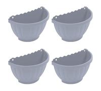 FotoStation 4 Pack Resin Wall Hanging Planter Pots Half Moon Garden Living Wall Mount Window Hang Box Container Indoor Outdoor for Plants Flowers Kitchen Herbs Holder Decor Soft Grey 30.5cm