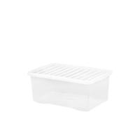 FotoStation 45L Litre Crystal Clear Plastic Storage Box Nesting Stackable Design Secure Clip on Lid-Under Bed Wardrobe Shoe Home Garage Office Toy Space Save (45L Litre, 1)