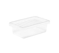 FotoStation 4L Litre Small Crystal Clear Storage Container box with Clip on Lid Transparent Plastic Stackable Nestable Organiser Boxes 32cm X 20cm X 10cm Suitable for Home Office Made in UK