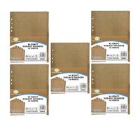 FotoStation 5 Pack, A4 File Dividers | Extra Wide Kraft Brown Coloured Subject Dividers | A4 Dividers for Lever Arch Files & Ring Binders | Multi-Hole Punched Index Tabs