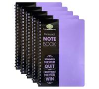 FotoStation 5 Packs of A5 Spiral Notebooks Purple - 140 Ruled Pages Poly Cover A5 Twin Wire Bound Notebooks Journals 68gsm Perforated Pages Writing Pad Lined Notepad for Business Office School