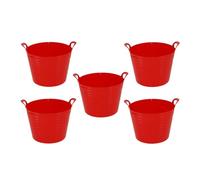 FotoStation 5 x 20L/26L Litre Flexi Tub Flexible Laundry Cloths Toys Storage Bucket Robust Versatile Multipurpose Plastic Garden Tub with 2 Handle for Horse Feed Trug Tubs ( )