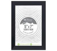 FotoStation 5 X 7 Inches Black Photo Frames with Clear Glass Front Modern Wooden Effect Picture Photo Poster Frame 13cm X 18cm Thin Border Frame Wall Mountable & Freestanding (Set of 1)