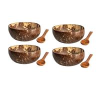 FotoStation 500ml Coconut Bowls and Spoons, Natural Coconut Shell Bowls Set Handmade Wooden Bowls Perfect for Serving Food in a Sustainable and Stylish Way