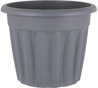 FotoStation 50cm Large Plastic Planter Pot - 42L Lightweight Weather Resistant Upcycle Grey Ribbed Round Garden Planter, Decorative Flower Pot for Indoor & Outdoor Plants, Patio & Balcony