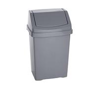 FotoStation 50L Litre Silver Plastic Kitchen Swing Bin Rubbish Waste Bin, Recycle Dustbin Bathroom Rubbish Trash Refused Bins (Silver, 50L Litre)