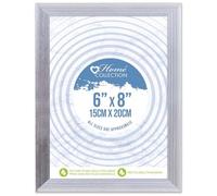 FotoStation 6 x 8 inches Silver Picture Frame with Real Glass Front 15cm x 20cm Silver Ribbed Design Border Photo Frame Poster Document Frames Freestanding and Wall Mounted Frames (Set of 1)
