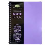 FotoStation A4 Lined Notebooks 4 Pack - Premium Purple Twin Wire Writing Pads, 140 Ruled Pages, 68 GSM Paper, Durable Poly Cover Spiral Notebooks for School, Office, Study, Revision & Note Taking