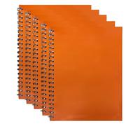 FotoStation A4 Orange Spiral Notebook 5 Pack - Twin Wire Bound Ruled Notebooks with Durable Cardboard Cover, 140 Pages Lined Paper Writing Pads for School, Office, College, Notes & Revision