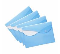 FotoStation - A4 Plastic Document Wallets 100 Pack, Bright Sky Blue Stud Popper Folder with Dual Pockets & 2 Snap Buttons, Waterproof File Wallets for Office, School & Home Filing