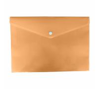 FotoStation A4 Plastic Wallet (Pack of 100) Pastel Orange A4 Popper Wallet with Stud Button File Folder Foolscap Document Wallets Envelope Storage Organiser - Home Office School Work