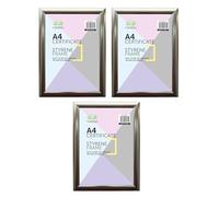 FotoStation A4 Silver Photo Frame Styrene Front Picture Frame Wall Mount or Table Top Certificate Frames Freestanding and Wall Mountable 21 x 29.7 CM (Set of 3)