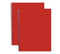 FotoStation A4 Spiral Notebook 2 Pack - Wirebound Lined Notebooks with Red Hard Cover, 140 Pages, 68 GSM Ruled Writing Pads for School, College, Office, Study Notes & Revision Journal