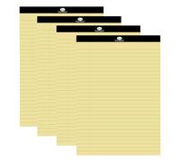 FotoStation A4 Yellow Legal Pad - 4 Pack - A4 Refill Pad Top Bound Notepad with 50 Perforated Sheets- 60GSM, Double Sided Printing Paper - Feint Ruled Lines with Margin Pads for Home Office School