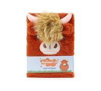 FotoStation - A5 Highland Cow Plush Notebook - Cute Fluffy Hardback Journal with 3D Horns, Soft Furry Cover, 80 Lined Pages (70 GSM) - Kawaii Animal Diary Writing Book - (Highland Coo Cow Design)