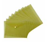 FotoStation A5 Plastic Wallets A5 Plastic Document Wallet File Folders, Pack of 40 - Translucent Yellow Colour Stationary Document Folders with Stud Button