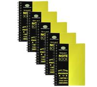 FotoStation A5 Spiral Notebooks, 5 Pack - Yellow Poly Cover Notebook Journals with 140 Lined Pages 68GSM Ruled Pages Twin-Wire Bound Writing Pads for Work Study Note-Taking Planning & Creative Ideas
