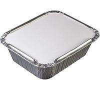 FotoStation Aluminium Food Containers- 25 Pcs Large Catering Foil Containers with Paper Lids 450ml Tin Foil Catering Containers Durable and Reusable Takeaway Tubs Meal Pre - Microwave/Freezer Safe
