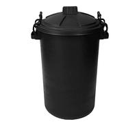 FotoStation BLACK - 80L Large Plastic Dustbin with Clip Locking Lid - Shatterproof & Waterproof Indoor/Outdoor Rubbish Bin
