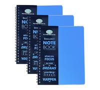 FotoStation Blue A4 Spiral Notebook Pack of 3 - Twin Wire Bound Ruled Notebooks with Durable Poly Cover, 140 Lined Pages, 68 GSM Smooth Paper Writing Pads for School, College, Office & Journaling