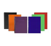 FotoStation Colourful Spiral Notebooks Pack - A4/A5 Lined Exercise Books, Poly & Card Cover, Twin Wire Bound, 140 Pages 68GSM, Assorted Colours & Printed Designs for Students, Office & Writing