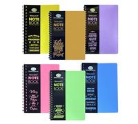 FotoStation Colourful Spiral Notebooks Pack - A4/A5 Lined Exercise Books, Twin Wire Bound, 140 Pages 68GSM, Assorted Colours & Printed Designs for Students, Office & Writing (CardboardCover, A5)