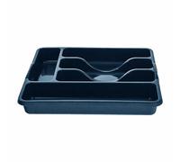 FotoStation High Grade Upcycled Plastic Large And Small Cutlery Tray Kitchen Racks and Holders Cutlery Draw for Kitchen Drawers (5 Compartment, Navy)