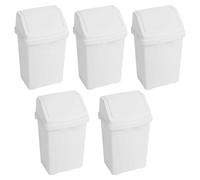FotoStation Ice White - 8L Litre Small Swing Bin (Set of 5) High Grade Plastic Under Kitchen Counter Dustbin Rubbish Waste Bin Indoor Recycling Refused Bins - Sturdy, Durable, Space Saver