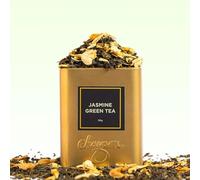 FotoStation - Jasmine Green Tea Loose Leaf | 100% Natural with Real Jasmine Flowers | Floral Aroma, Stress Relief & Digestion Support | Refreshing Caffeinated Wellness Tea | Premium 50g Gold Tin