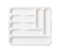 FotoStation - Large Cutlery Tray Drawer Organiser - 7 Compartment High-Grade Plastic Cutlery Insert for Kitchen Drawers, Knife Fork Spoon Utensil Storage Organiser Use