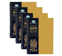 FotoStation Orange A4 Spiral Notebooks 4 Pack - Premium Twin Wire Ruled Writing Pads with 140 Pages, 68 GSM Paper & Durable Poly Covers for School, College, Office, Study & Journaling
