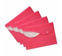 FotoStation - Pack of 100 - A4 Bright Pink Plastic Document Wallets with Snap Button Closure, 0.16mm Poly Envelope File Folders, Dual Pocket Paper Storage for School, Office, Homework & Travel