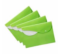 FotoStation - Pack of 100 x A4 Document Wallets with Snap Closure - Bright Green Plastic Folder Envelopes, 2 Pockets Poly Wallets for Paperwork Storage, Office, School, Hospital & Home Filing