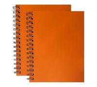 FotoStation Pack of 2 A4 Spiral Notebooks Orange - Twin Wire Bound Ruled Notepad with Cardboard Cover, 140 Lined Pages, 68 GSM Paper, Durable Writing Pad for School, College, Office, Study, Journaling