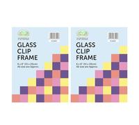 FotoStation Pack of 2 x Clip Frame 6 x 8 Inch/15cm X 20cm with Glass Front Frameless Clip Frames for Posters, Drawings & Illustrations