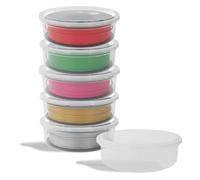 FotoStation Pack of 20 Large Clear Round Plastic Storage Containers (2L) with Secure Seal Lid - Moisture-Proof 3D Printer Filament Storage Box for Spools - Durable, Reusable & Stackable Organiser Tubs