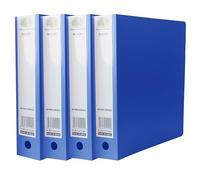 FotoStation Pack of 4 - Ring Binder A4 Blue Heavy Duty Polypropylene File Folder 2-O Metal Rings - Pull Finger Hole Ring Binders A4 Size 65mm Spine Label Ring Binder Document Organiser