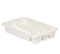 FotoStation Plastic Medium Dish Drainer Dishes, Plates, Cups, Cutlery Holder Rack Draining Board Drying Tray Racks 47 x 27.50 x 9cm (Soft Cream)