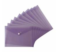 FotoStation Plastic Wallets A5 Popper Wallets with Stud Button, Pack of 20 - Translucent Purple Colour Plastic Document Folder Envelope Folders A5 Stud Wallet for Home School Office