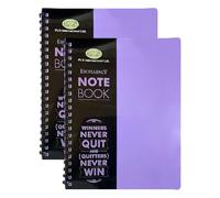 FotoStation Premium A4 Spiral Bound Ruled Notebooks 2 Pack - Purple Twin Wire Writing Pads, 140 Pages, 68 GSM Paper, Durable Polypropylene Covers for School, Office, Study & Revision