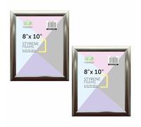 FotoStation Set of 2-8 x 10 Inch Photo Frame with Styrene Front, Wall Mount or Table Top Display Picture Frame Freestanding and Wall Mount Picture Hang Hook Frame for Home Office Wall Decor (Silver)
