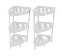 FotoStation Set of 2 X White Plastic Shower Caddy Storage Unit Kitchen Organiser Detachable Kitchen Storage Rack For Shampoo Shower Gel - Free Standing 3 Tier Multipurpose Units 43.8x 21.1x 66.3 cm