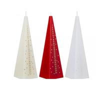 “FotoStation - Set of 3 Advent Pyramid Candles 21cm - Red, White & Ivory Christmas Countdown Candles with 24-Day Number Print - Decorative Freestanding Advent Candle Set for Xmas Décor & Home Décor”