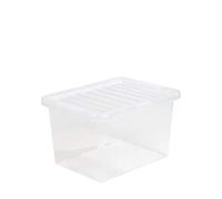 FotoStation - (SET OF 4 24L/25L Litre Crystal Clear Plastic Containers with Lock Lid Kitchen Pantry Food Storage Box Stackable/Nestable Office School Stationery Cupboard Storage Box Garage Tool Box