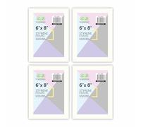 FotoStation Set of 4, White - 6 x 8 Inch/15cm X 20cm Photo Frame with Styrene Front Wall Mountable & Table Top Display White Picture Frame Document Frame for Wall Decor (6 x 8 inch)