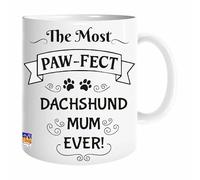 FotoStation The Most PAW - FECT Dachshund Mum Mug - Funny Sausage Dog Gifts For Women, Dachshund Lover Coffee Cup, Puppy Owner Present, Ideal Birthday Or Mother’s Day Gift For Dog Mum - HAND WASH ONLY